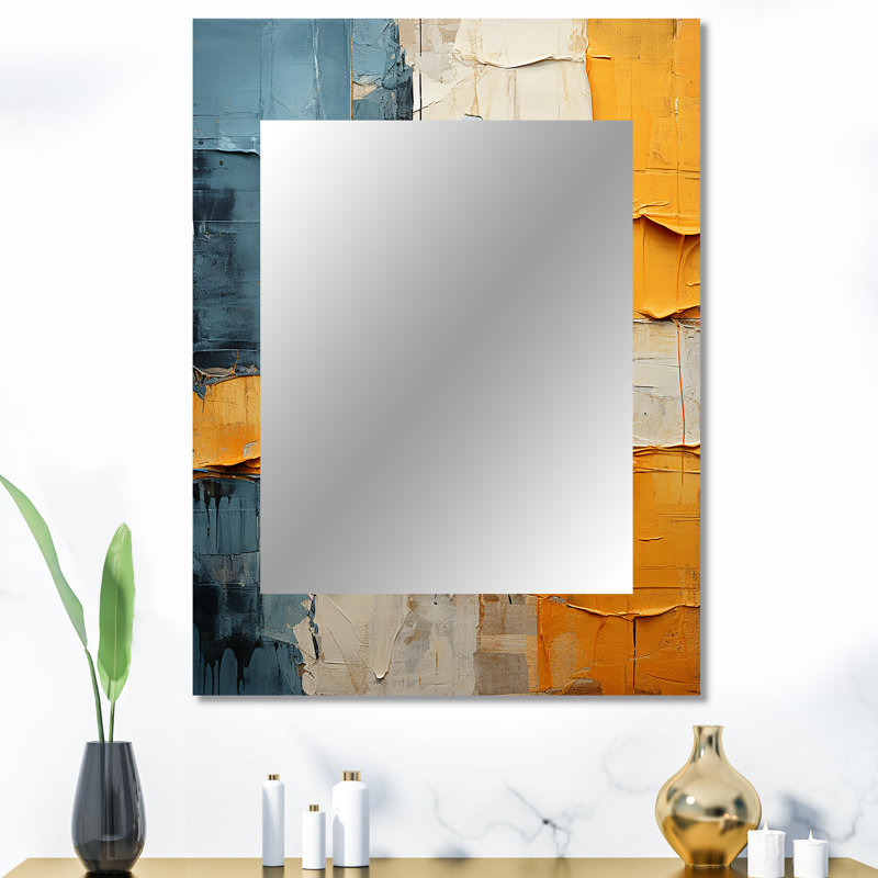 Papier Quilt II - miroir mural décoratif abstrait, miroir moderne, impression d'art en métal, 40 po x 30 po