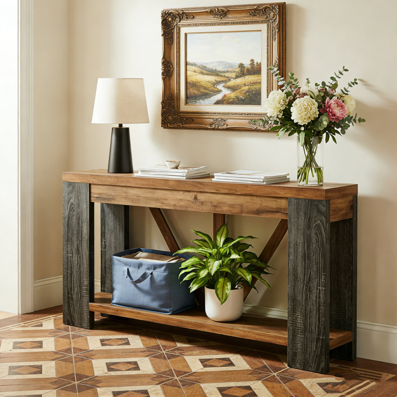 70.8" Console Table, 2-Tier Long Sofa Table Hallway Table