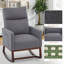 Chaise berçante pour chambre de bébé, chaise berçante coulissante en lin avec poche latérale et pieds en bois, chaise d'appoint moderne pour petit espace, salon, chambre à coucher, gris-1296424840