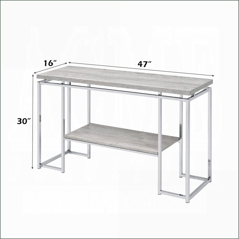 Table basse en chêne naturel avec cadre chromé pour le salon, design contemporain, peu encombrant et facile à assembler