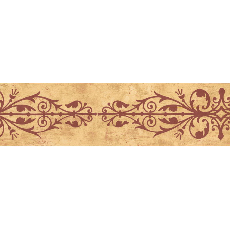 Bordure de papier peint treillis Haysi L 15 pi x l 5 po, Rouge / Beige