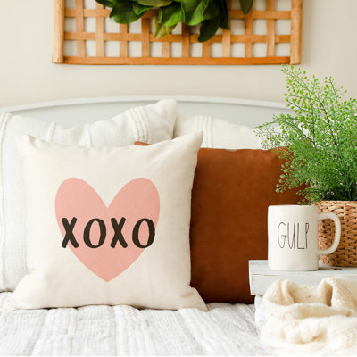 XOXO Valentine's Day Throw Farmhouse Cotton Pillow Cover -  Cotton & Crate, PC-VAL-D14-18X18