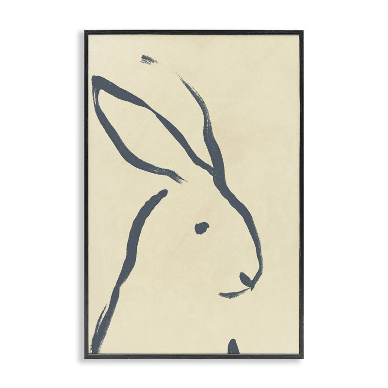 «Minimal Rabbit Doodle», art de la giclée encadrée par June Erica Vess, H 18 po x l 12 po, Giclée encadrée noir minuit