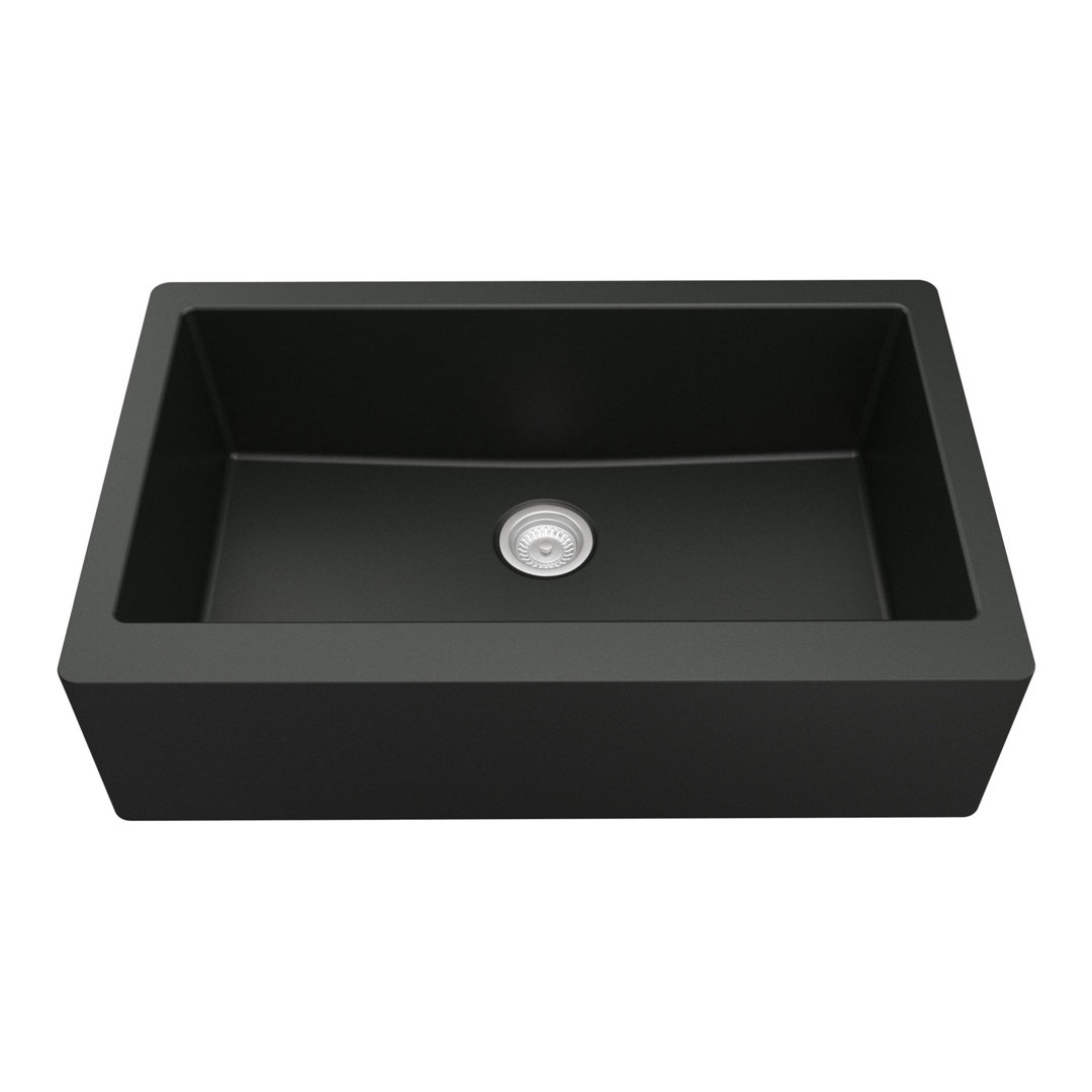 Karran Quartz 34'' X 21-1/4'' Single Bowl Farmhouse Apron Kitchen Sink With KKF210 Faucet Karran 