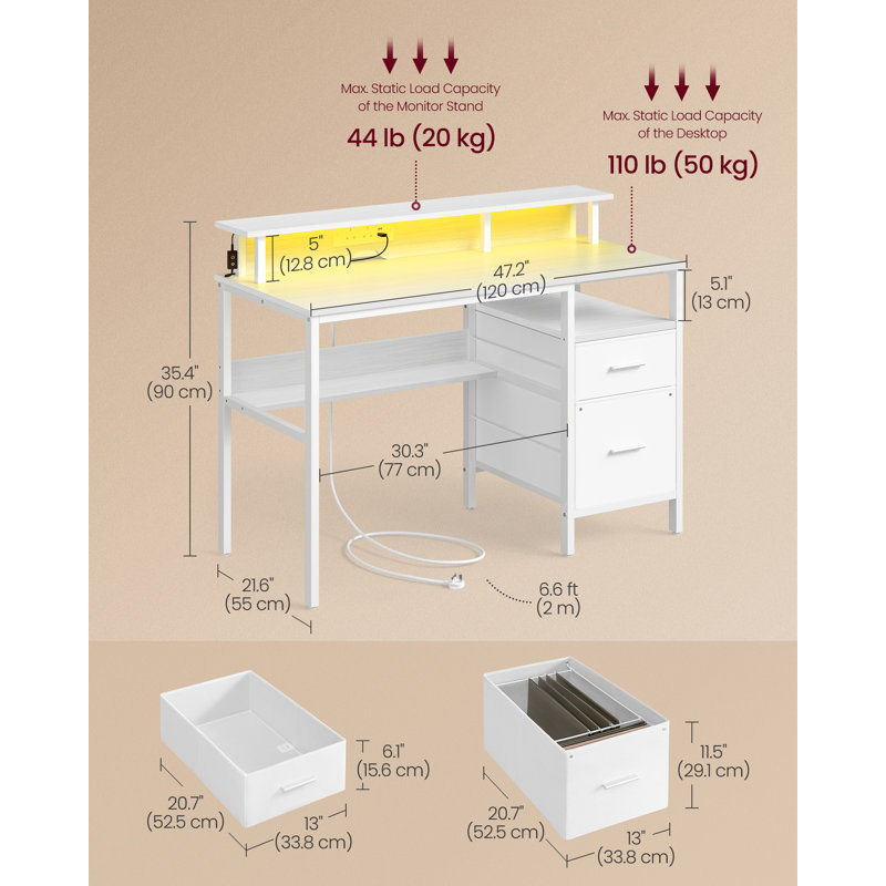 Metal Base Standing Desk with Power Outlet