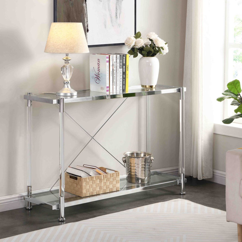 Console Lennie, Argent argent, H 31,5 po x l 43,3 po x P 13,78 po