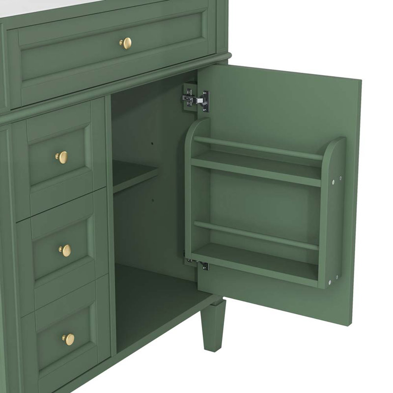 Meuble-lavabo simple 30,11 avec comptoir, Vert