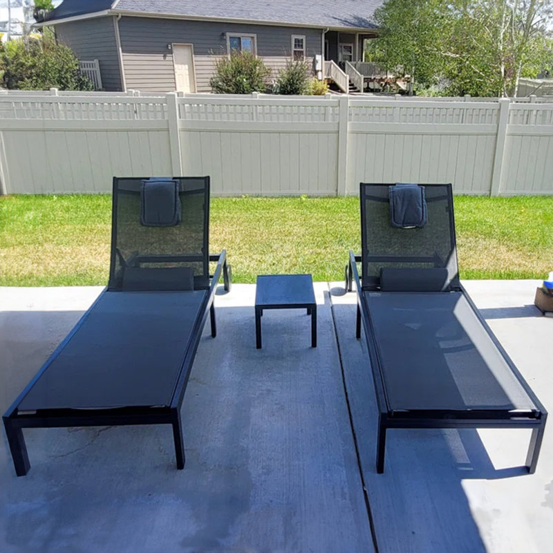 76.77'' Long Face Down Chaise Lounge, Dark Gray