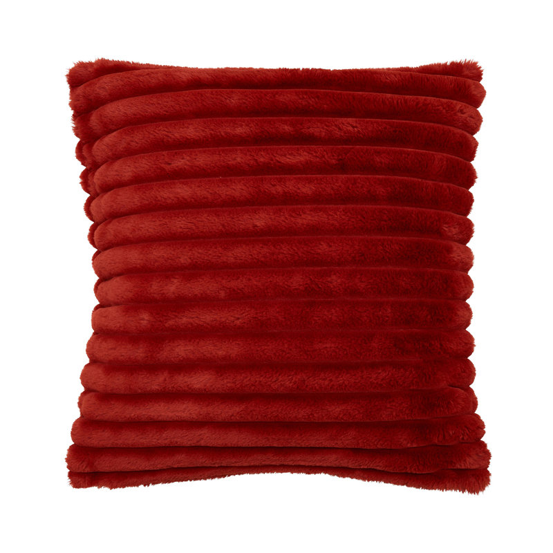 Cosy Ribbed Faux Fur Cushion Cover, Burnt Orange
