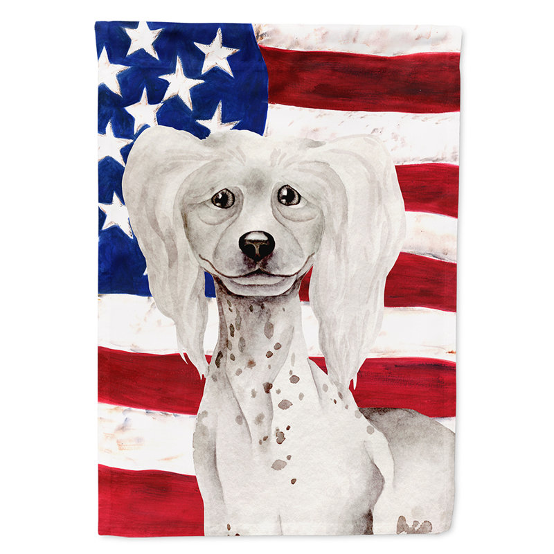 Drapeau de maison en polyester à 2 côtés Shahnur, Chien chinois à crête blanc