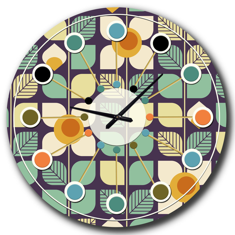 Horloge murale Botanical Retro Design III - Mid-Century, Petit