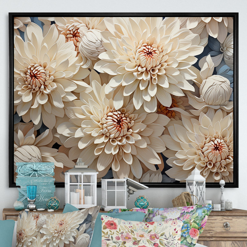 Impression sur toile Pure Pure Chrysanthemums Magic IV, H 24 po x l 32 po x P 1 po, Cadre flottant noir