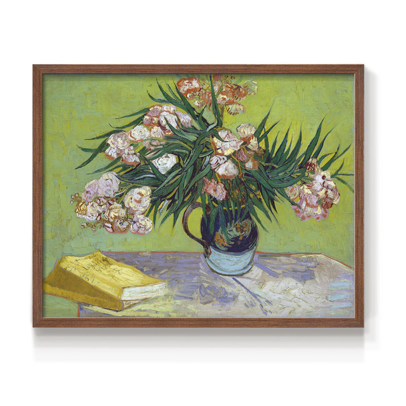 Oleanders - Reproduction encadrée - Restickable, H 11 po x l 14 po, Noyer