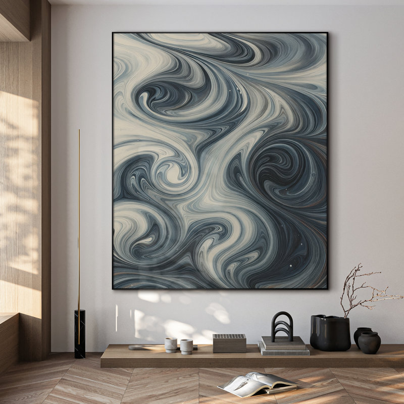 Très grand art mural imprimé sur toile - Œuvre d'art moderne abstraite, décor pour le salon ou la chambre à coucher - «Assemblage requis du cadre (cadre non fini)»