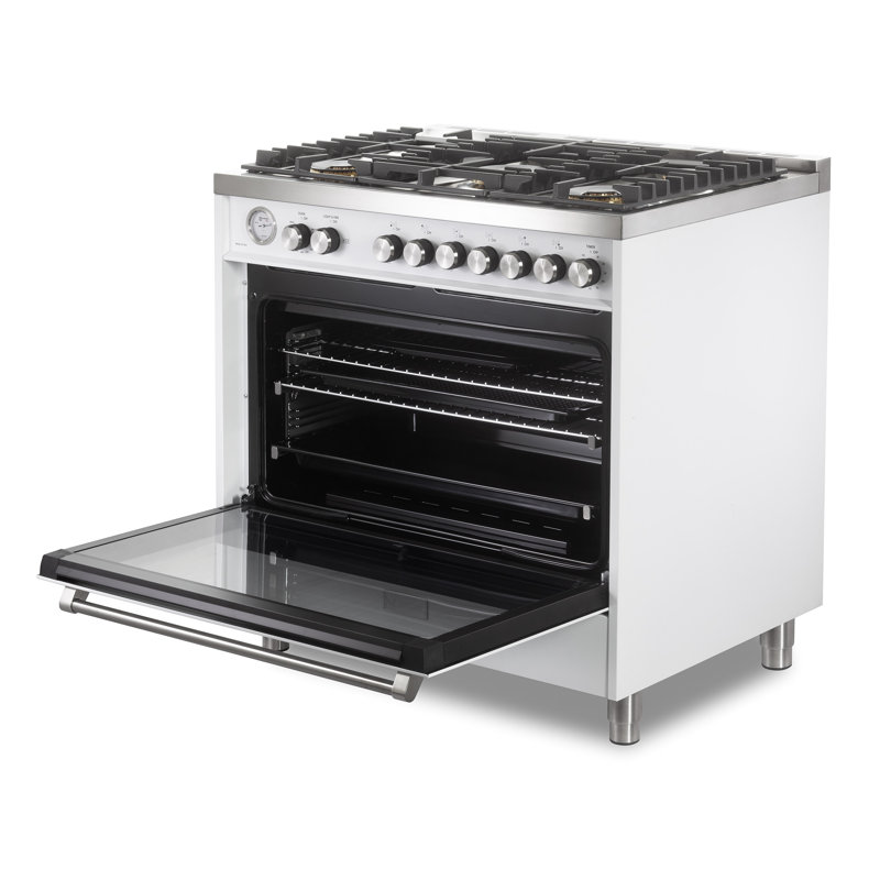 Cuisinière au gaz 36 pouces avec 5 brûleurs scellés Verona Ultima Series, Blanc