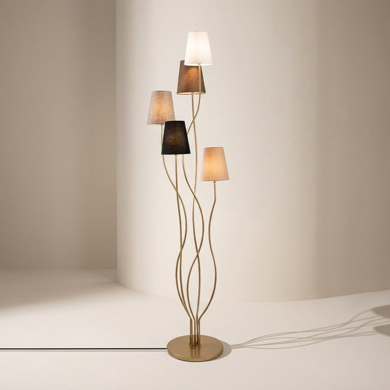 Lampe sur pied artistique multibranches en tissu