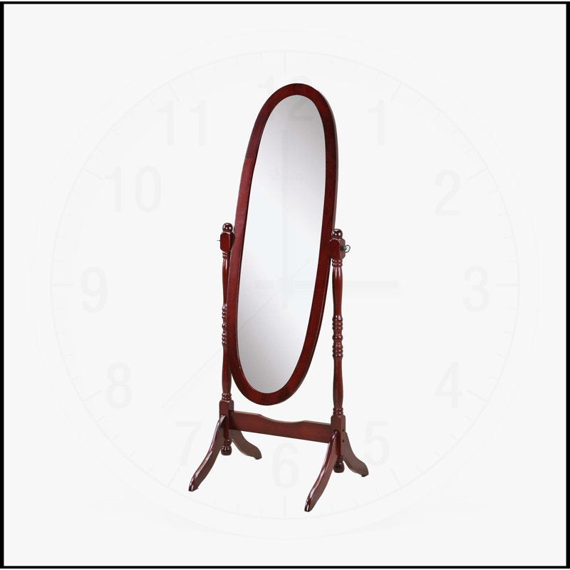 Traditional Queen Anna Style Wood Floor Cheval Mirror, Antique Reproduction for Bedroom Decor, Cherry