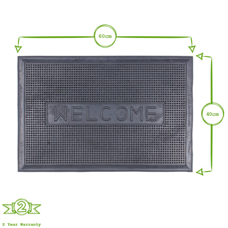 87 Heavy Duty Rubber Door Mat - 60cm x 40cm Welcome