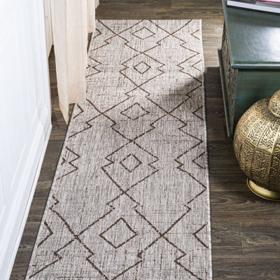 Worceer Tribal Diamond Trellis Beige/Brown Indoor/Outdoor Rug