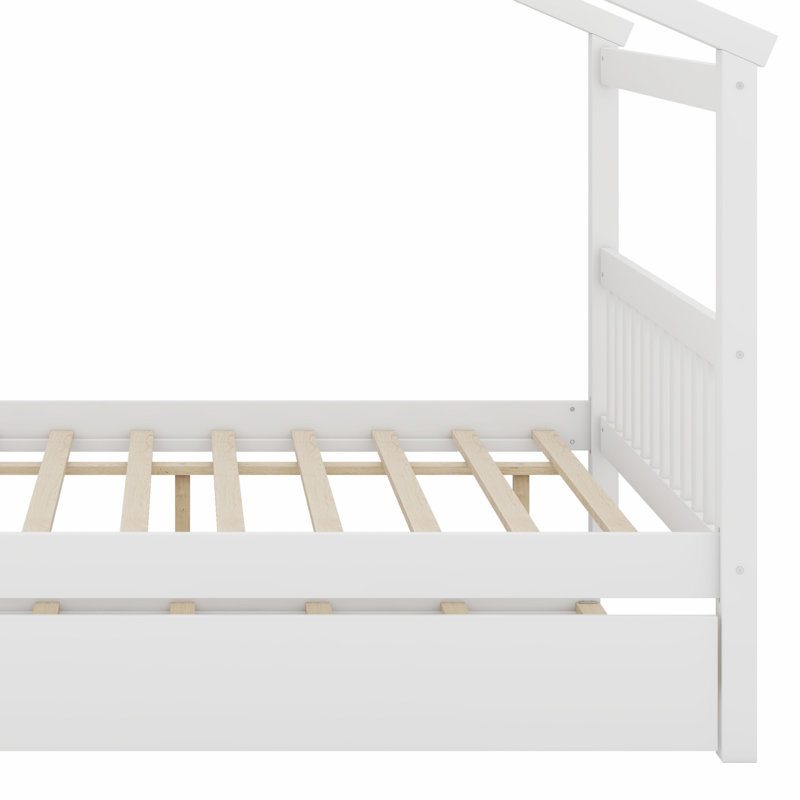 Lit en bois avec couchette, Blanc