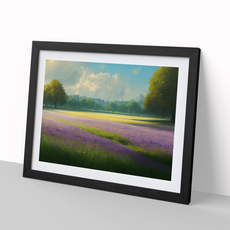 Enigmatic Bluebell Field - Single Picture Frame Print, Black Framed, 34cm H x 46cm W x 2cm D