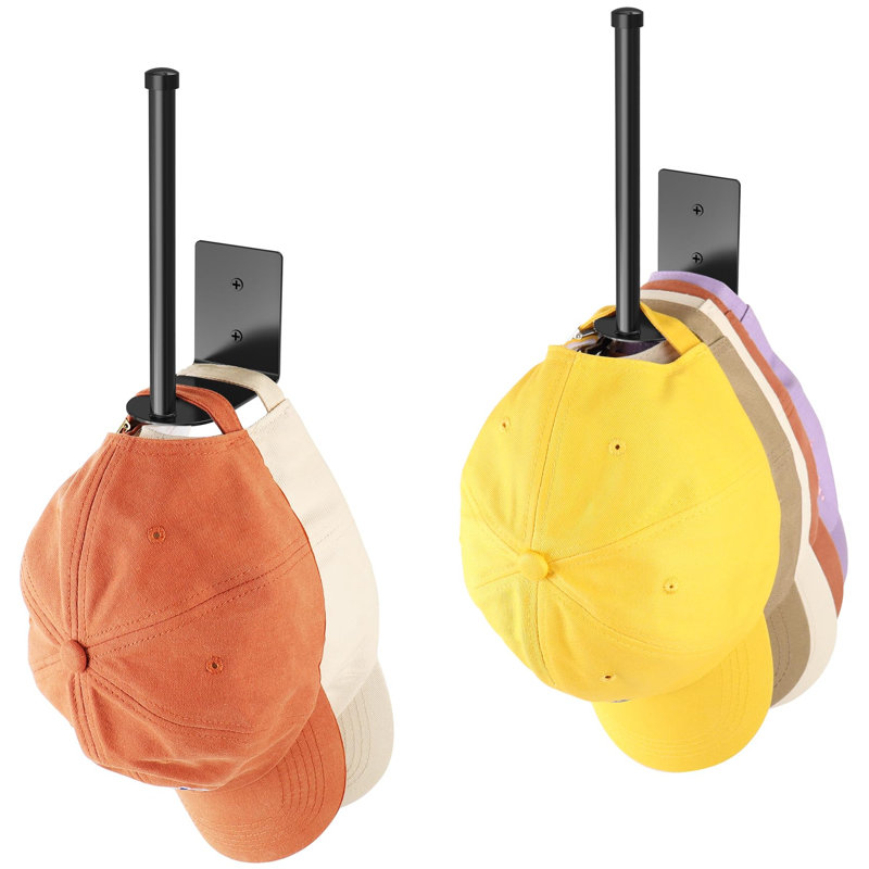 Paquet de 2 supports à chapeaux pour casquettes de baseball, organisateur de chapeau en acier inoxydable, Noir