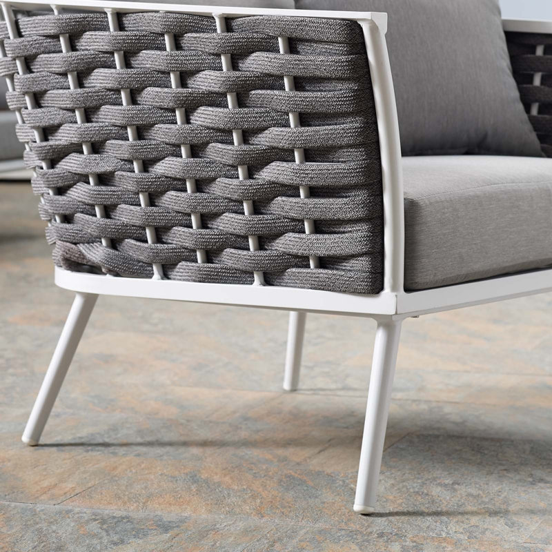 Stance Outdoor Patio Aluminum Dining Armchair, Gray, White