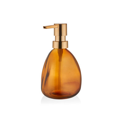 Elegant Glass Soap Dispenser, Orange, 3.9 x 3.9 x 6.3 inches | 100% Premium Glass Construction, Stylish Design for Bathroom & Kitchen | Durable & Easy to Refill, Perfect for Modern Home Décor