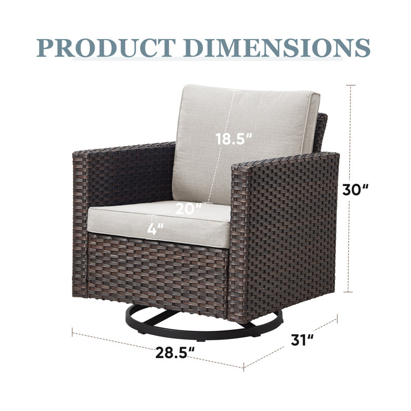 Naresa 5-Piece Outdoor Wicker Furniture Set  2 Swivel Glider Chairs, 2 Patio Chairs & Coffee Table, Beige