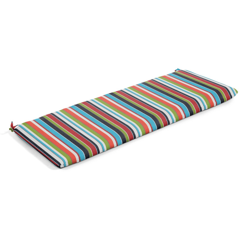 Casual Cushion Outdoor Bench Cushion, Striped Sunbrella Fade-Resistant for Porch Swings, Garden Benches & Settees, 48"W x 18"D, 2.5" thick, Reversible, Carousel Confetti
