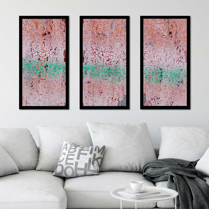 « illusion or asolo », ensemble de 3 reproductions d’art encadrées, L 52,5 po x H 33,5 po x P 1 po, Cadre noir