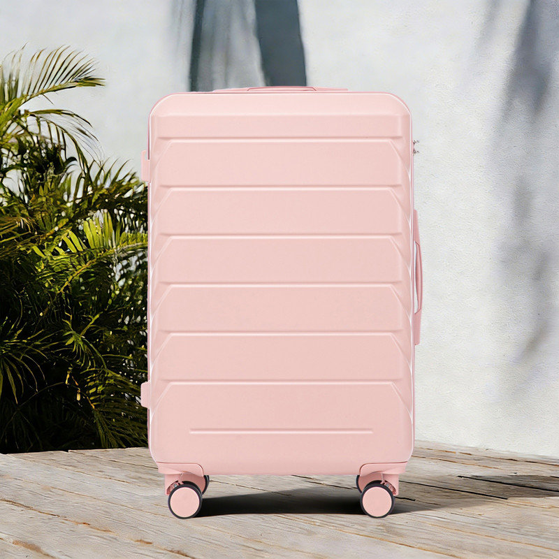 Valise 28 pouces en ABS à carreaux rigides, grande valise de voyage avec roulettes pivotantes à 360 °, serrure à combinaison et crochets latéraux, résistante aux égratignures, rose