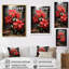 «Red Poinsettias Holiday Velvet Patchwork II» - reproduction d'art sur toile florale et botanique-91325742-91325748