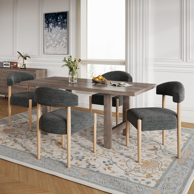 19.1'' H Upholstered Side Dining Chair (Set Of 2), Black/Brown