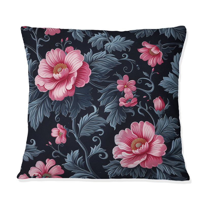 Coussins décoratifs modernes roses et verts Modern Floral Gardens IV, H 16 po x l 16 po