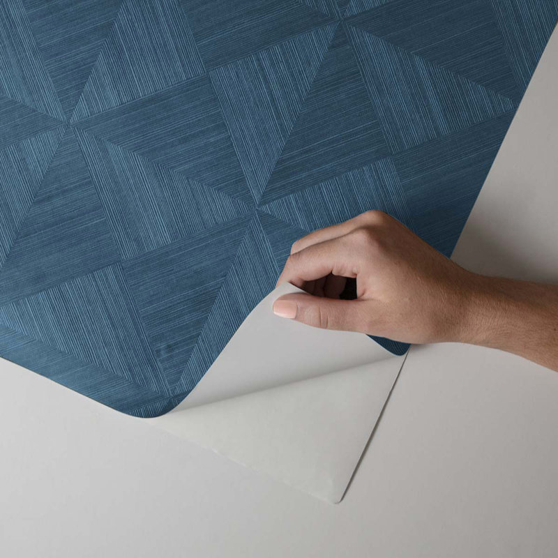 Geometric Vinyl Peel & Stick Wallpaper Roll, Denim Blue