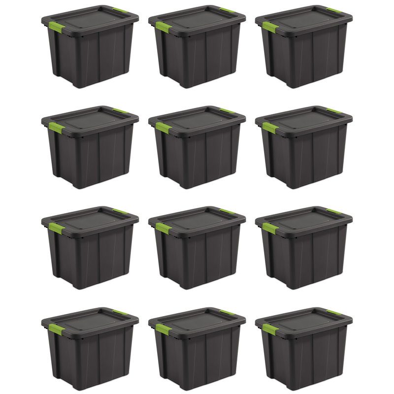 Bac de rangement empilable Sterilite Latching Tuff1 avec couvercle à loquet, 70 Quart, Paquet de 12