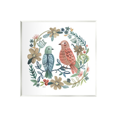 " Birds Perched Natural Floral Wreath " by Cherish Flieder