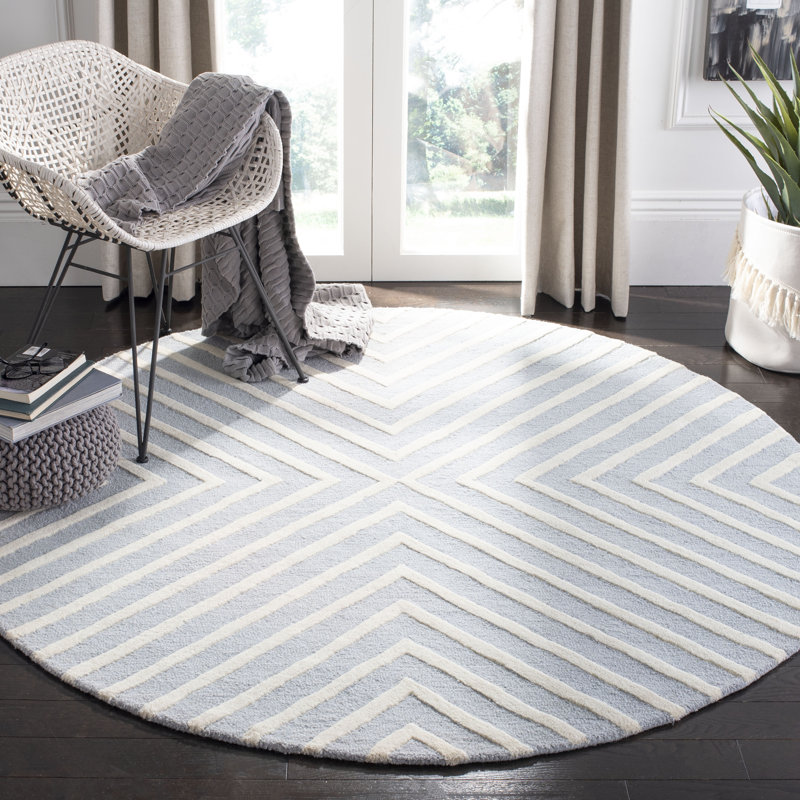 Sivad Tufted Wool Performance Chevron Rug, Round 4'
