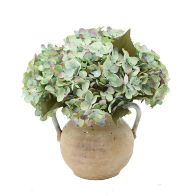 Silk Hydrangea Arrangement in Vase