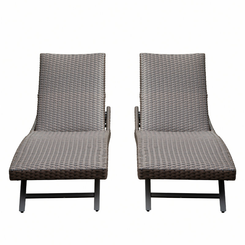2 chaises longues d'extérieur en aluminium avec roulettes 2 pièces