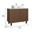 Base de meuble-lavabo de 36 po en noyer brun rétro avec comptoir en pierre, lavabo en céramique, drain inclus et tablette réglable