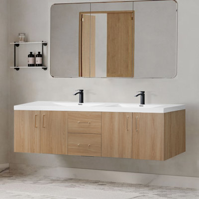 Angela Modern Bathroom Vanity With White Composite Integral Sink Top