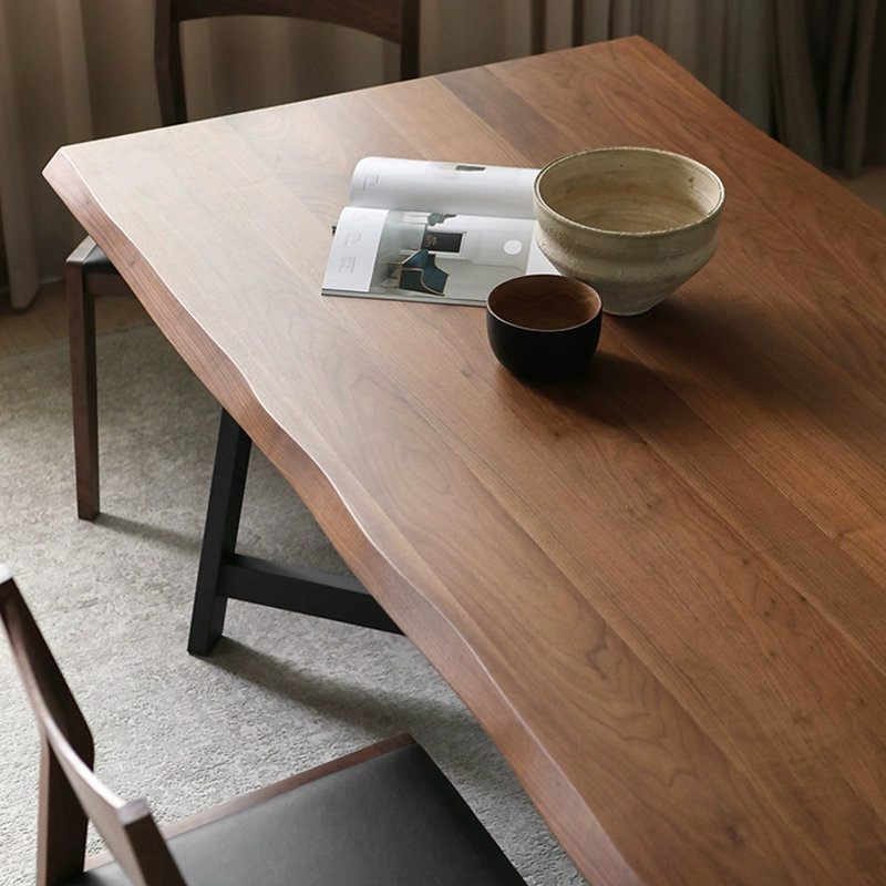 Table de salle à manger moderne noyer noir minimaliste, H 29,5 po x L 55,1 po x l 33,5 po