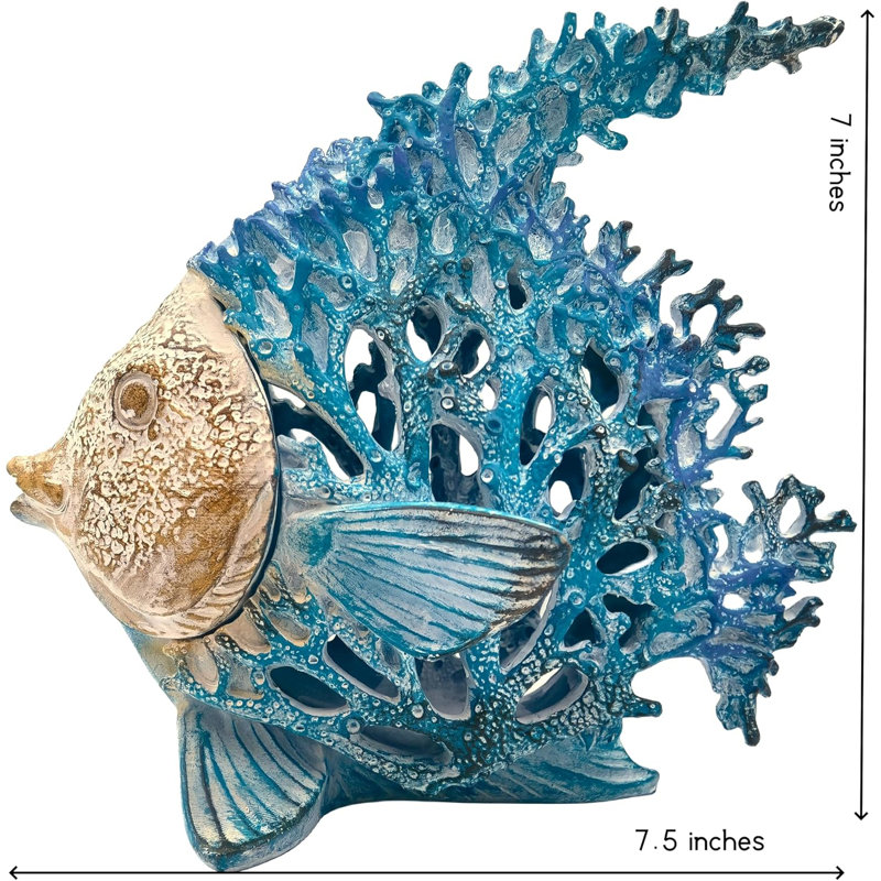 Statue de poisson-corail turquoise et bleu