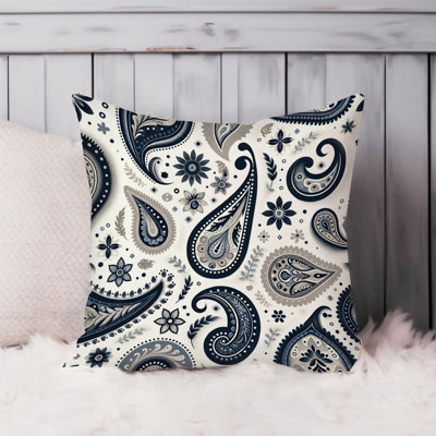 Abstract Navy Blue Paisley Pattern II Bohemian