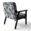 Fauteuil victorien en damas bleu et blanc avec accents éclectiques