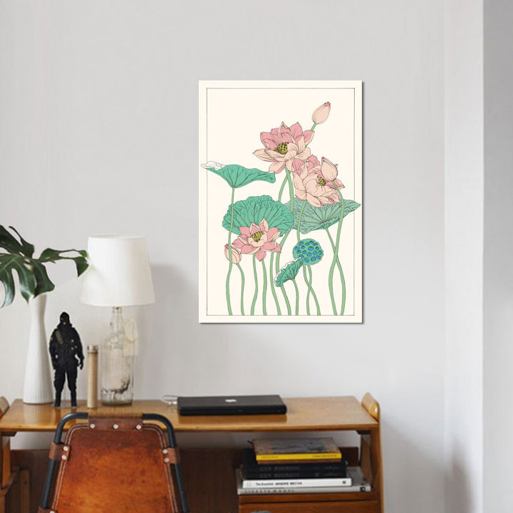 « botanique gloriosa lotus i », impression sur toile, H 18 po x l 12 po x P 1,5 po, Pas de tapis, Toile tendue