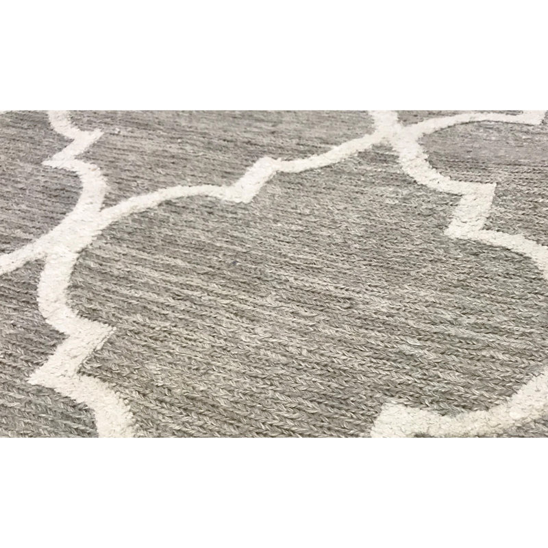 Himalayan Linen Geometric Area Rug in Gray/Beige