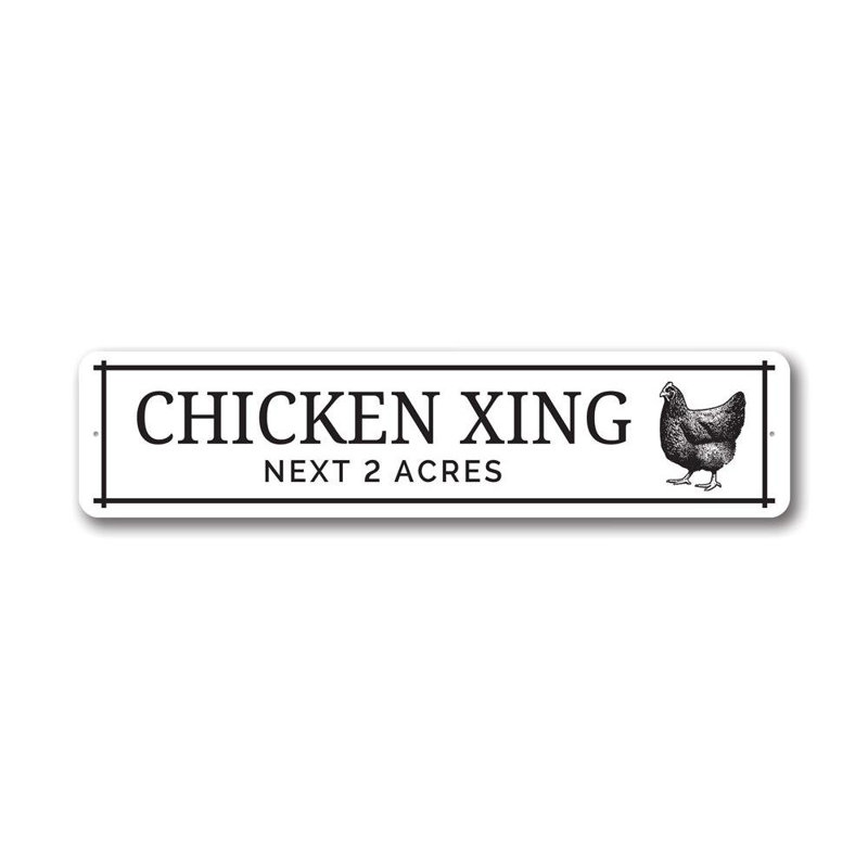 Plaque en aluminium Chicken Xing, H 6 po x l 24 po x P 0,06 po